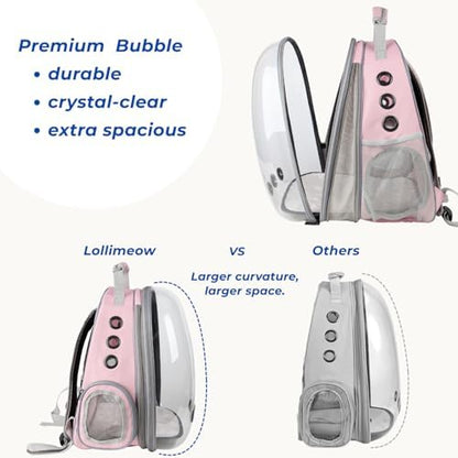 Lollimeow Cat Carrier Backpack, Expandable Bubble Pet Carrier for Cats and Small Dogs, Airline Approved Travel Backpack for Hiking, Walking & Outdoor Adventures - Supports up to 16 lbs - Image 4