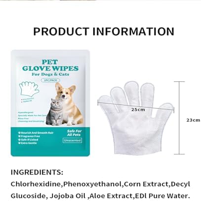 AQUASAFE Pet Glove Wipes - No-Rinse Dog Grooming Wipes & Cat Bath Gloves | Unscented Hypoallergenic Dog Wipes, [6] Ct - Image 2