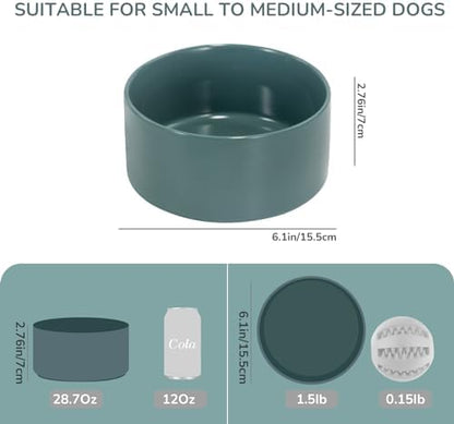 SPUNKYJUNKY 28.7OZ Ceramic Dog and Cat Bowl, Modern Cute Weighted Food Water Bowl for Replacement Light Green (2 Pack) - Image 4