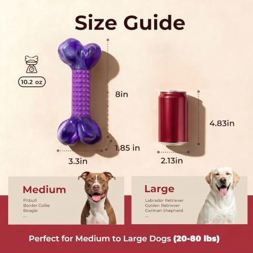 Tough Dog Toys for Aggressive Chewers Large Breed, Dog Chew Bone with Bacon Flavor, Pure Nylon Chew Toy for Medium Large Dogs, Bacon Flavor, Purple - Image 3