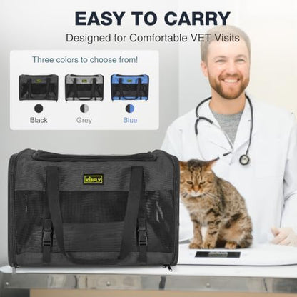 Cat Carrier 20"x13"x13", Foldable Soft-Sided Travel Pet Bag - Image 5