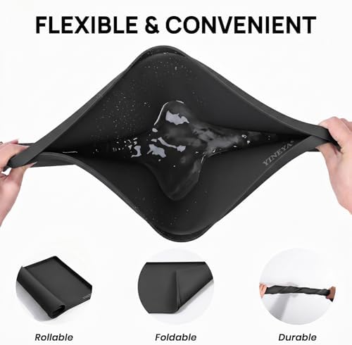 YINEYA 2 Pack Silicone Dog & Cat Food Mat Waterproof 22" x 14", Raised Edge Dog Bowl Mat for Food and Water, BPA-Free Non-Slip Pet Feeding Mats for Floors, Multifunctional Silicone Mat (Black) - Image 5