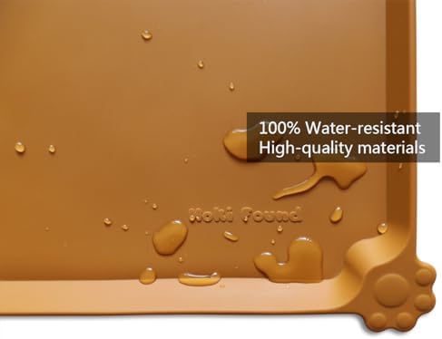 Hoki Found Silicone Pet Food Mats Tray - High-Lips Pet Dog Cat Bowl Mats - Dog Pet Cat Feeding Mat - Waterproof Dog Cat Food Mats -Pet Water Mats for Floors - Butterscotch - Image 3