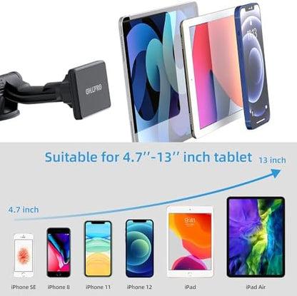OHLPRO Dashboard Magnetic Tablet Holder for Car, Windshield iPad Car Phone Suction Cup Mount with Magnets, for All 6"-11" Apple Phones iPad Samsung Galaxy Tab Tablet, 360° Rotation, Black - Image 4