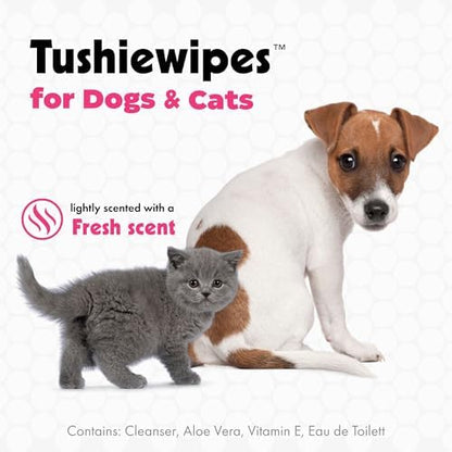 Petkin Tushie Wipes, 100 Wipes - Keep Pet's Bottom Clean - Absorbent, Easy to Use for Dogs, Cats, Puppies & Kittens - With Eau de Toilette - Image 4