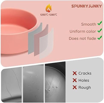 SPUNKYJUNKY 13.5OZ Ceramic Dog and Cat Bowl, Modern Cute Weighted Food Water Bowl for Replacement Pink (1 Pack) - Image 5