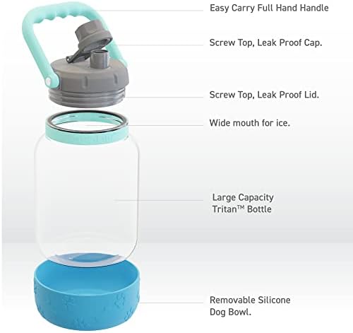 Asobu Buddy Bottle a Stainless Steel Insulated Water Bottle for with Removable Dog Water Bowl and Dog Food and Treat Storage Bowl (Blue, 50 Ounce) - Image 5
