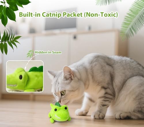 Interactive Cat Toys for Indoor Cats – Auto Moving Alligator with 360° Random Movement & Tail Wagging, Rechargeable Cat Exercise Toy with Catnip, Self-Play Fun for Bored Adult Cats-Green - Image 4