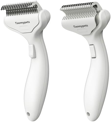 One Press Self Cleaning Dog Brush for Shedding Undercoat Deshedding Rake by Taomypets