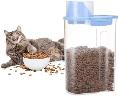 Pet Food Storage Container with Graduated Cup and Seal Buckles Food Dispenser for Dogs Cats (Blue) - Image 3