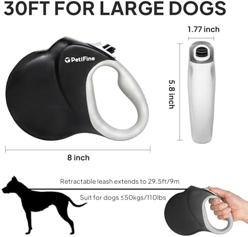PetiFine Retractable Dog Leash for Large Dogs up to 50kg,30FT Long Leash - Image 6