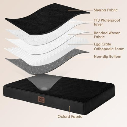 EHEYCIGA Orthopedic Dog Bed Large with Removable Washable Cover, 47IN Black - Image 4
