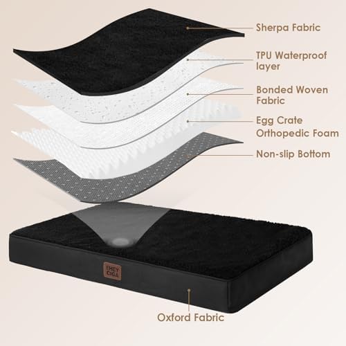 EHEYCIGA Orthopedic Dog Bed Large with Removable Washable Cover, 41IN Black - Image 4