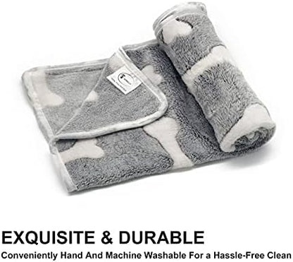 2 Pack 3 Puppy Blankets Super Soft Warm Sleep Mat Grey Cute Print Fluffy Fleece Pet Flannel Throw Dog Blankets for Small Dogs Cats,Star&Bone&Love- Small (23"x15") - Image 6