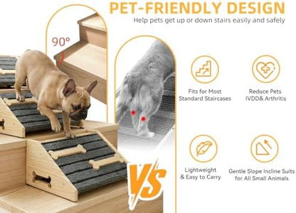 Dog Ramp for Stairs, 2-Pack Wooden Stair Wedge for Dogs - Image 5