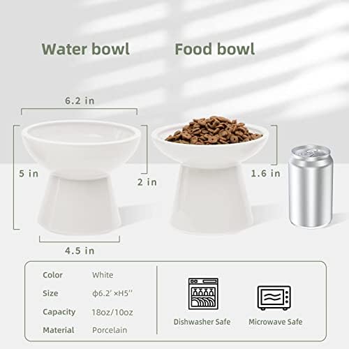 CEEFU 2-Pack Elevated Ceramic Cat Bowls Extra Wide for Food & Water - Image 3