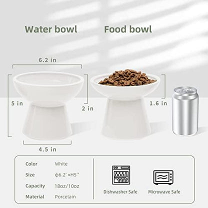 CEEFU 2-Pack Elevated Ceramic Cat Bowls Extra Wide for Food & Water - Image 3