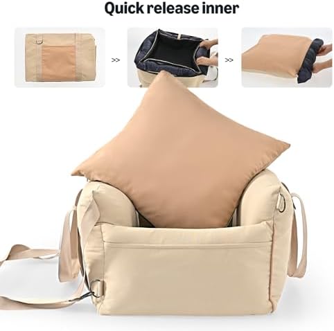 Amazon Basics Dog Car Seat, Pet Booster for Small-Medium Dogs with Leash & Washable Cover, Beige - Image 3