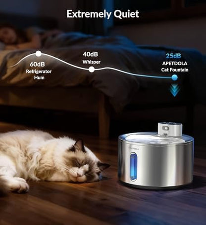 Cat Water Fountain Stainless Steel,135fl-oz/4L Wireless Cat Fountain Battery Operated Pet Fountain with 5 Filters for Dogs Cats Indoor - Image 6