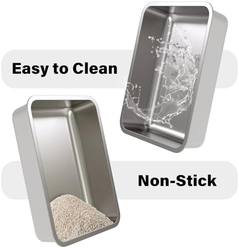 Stainless Steel Litter Box, 20"x14"x6" Large Metal Cat Litter Box - Image 4