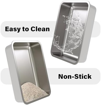 Stainless Steel Litter Box, 20"x14"x6" Large Metal Cat Litter Box - Image 4