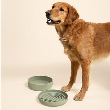 Slow Feeder Dog Bowl - Silicone Dog Bowl, Large, 9.5" x 1.5" - Sage - Image 4
