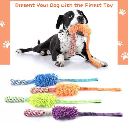Dog Puppy Toys Dog Squeak Toys Plush Dog Toy with Dog Ropes Knots for Fun and Teeth Cleaning,Tug of War Toys, Puppy Chew Toys, Dog Rope Toys for Training Small, Large Dogs (Orange, Dog Bite Stick Toy) - Image 3