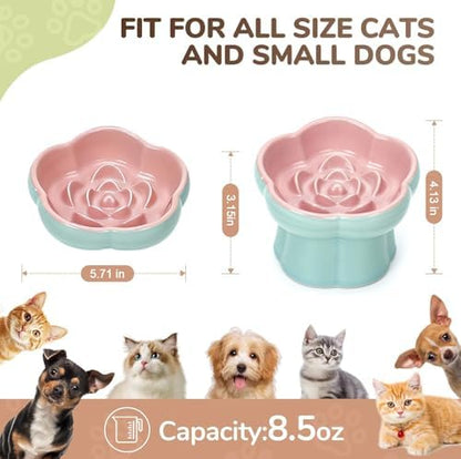Ceramic Raised Slow Feeder Cat Bowl,Cat Slow Feeder, - Image 2
