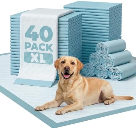GWT Puppy Pads Extra Large 28x34 Inch - 40 Count Dog Pee Pads, Ultra Absorbent 5-Layer Leak-Proof Potty Training Pads for Dogs, Puppies, Cats & All Pets | XL Disposable Pee Pad Indoor Outdoor Use by GWT