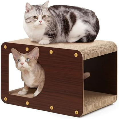 EHEYCIGA Cardboard Cat Scratcher House, 17-Inch Cat Scratch pad, Dark Brown by EHEYCIGA