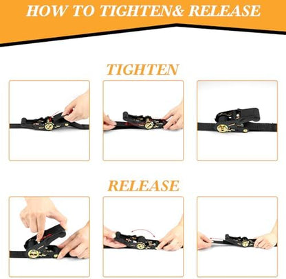 Truck Bed Dog Tether for Two Dogs,Ratchet Tightening Adjustable Double Safety Truck Bed Dog Leash System for Pickup, SUV, Cars & Trucks - Image 4
