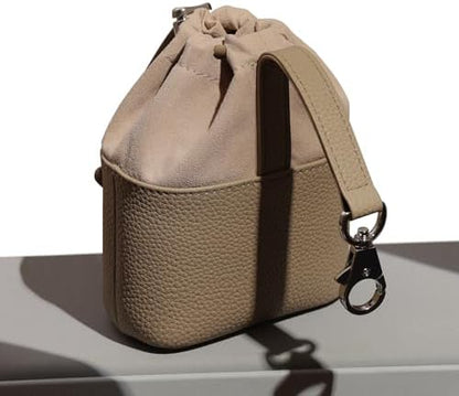Dog Treat Pouch for Training - Wide Opening & Drawstring Closure, Hands-Free Waist Bag with Belt Clip/Carabiner, Portable Pet Snack Holder for Walking, Hiking (Beige) - Image 5