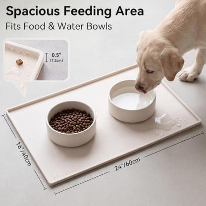 Extra Large Dog Food Mat, Food-Grade Silicone Mat, 24x16, Lvory - Image 2