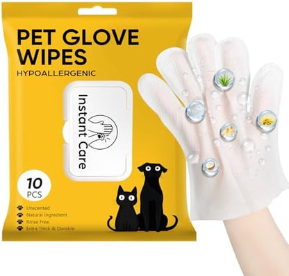 Pet Glove Wipes for Dogs & Cats, Hypoallergenic Large Size 9 x 9.8 inch by DueFelice