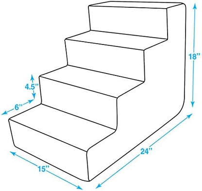 Best Pet Supplies Dog Stairs & Steps - Foam Steps for Small Dogs & Cats, Non-Slip Indoor Balanced Pet Step Support, Dog Ramp, No Assembly, Lambswool, 4-Step (18-inch Height) - Image 4