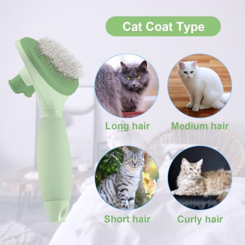 Cat Brush for Shedding, Self Cleaning Brush for Long & Short Hair Cats - Image 6