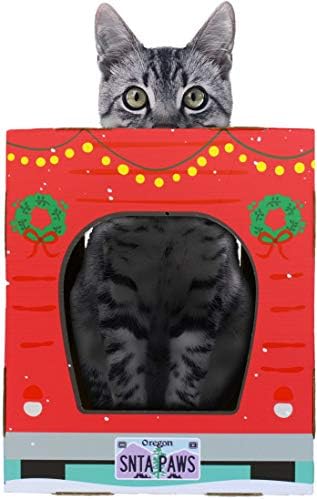American Cat Club Christmas Cat House & Cat Scratcher w/Bonus Catnip Included - Image 2