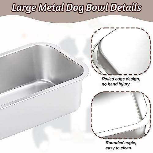 Fhiny 2 PCS Stainless Steel Dog Bowl, 1.2 Gallon Capacity Metal Dog Food & Water Bowls for Medium, Large, X-Large Dogs Indoor & Outdoor Universal Dog Bowl Dishwasher Safe - Image 4