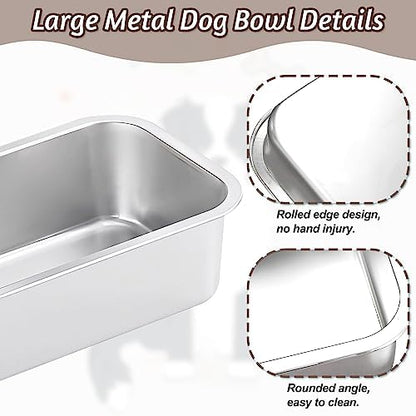 Fhiny 2 PCS Stainless Steel Dog Bowl, 1.2 Gallon Capacity Metal Dog Food & Water Bowls for Medium, Large, X-Large Dogs Indoor & Outdoor Universal Dog Bowl Dishwasher Safe - Image 4