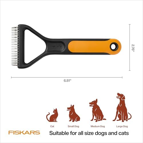 Fiskars Pet, Cat and Dog Brush, Fine Bristles & SoftGrip Handle for Gentle Grooming and Deshedding, Cat and Dog Supplies, Orange/Black - Image 6