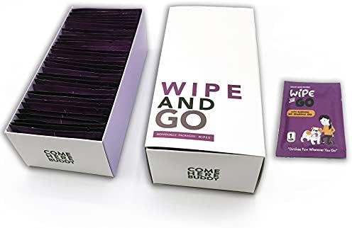 Dog Wipes - Individually Packaged - Hypoallergenic and Fragrance Free - Dog & Cat Face Paw & Butt Cleaner by Come+Here+Buddy