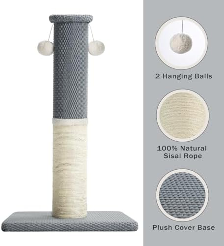 Made4Pets Cat Scratching Post with Sisal & Carpet for Indoor Cats, 23.6" - Image 3
