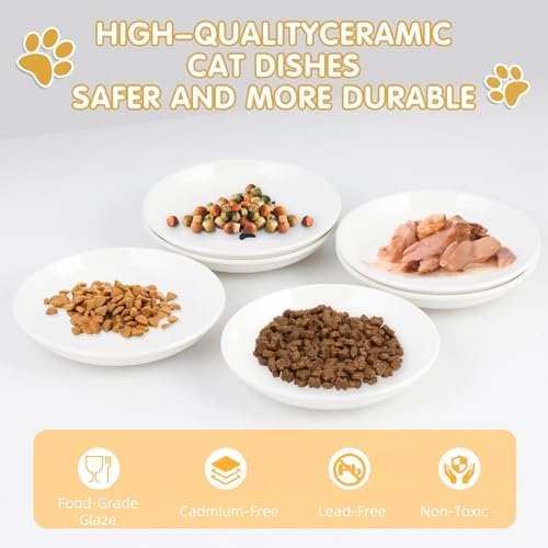 6 Pack Cat Food Bowl, Ceramic Cat Bowls, Anti Whisker Fatigue Cats Bowl Set - Image 5