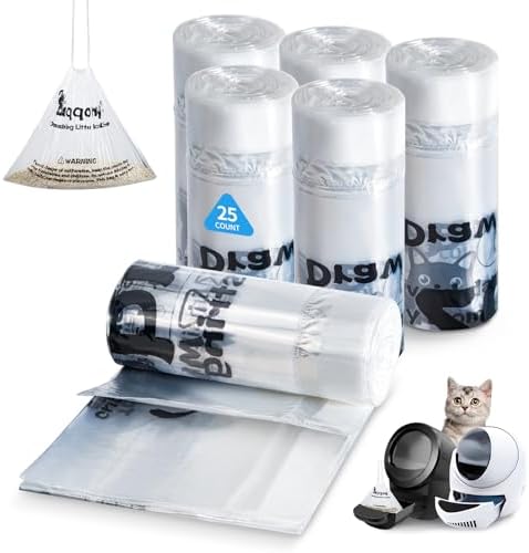 150 Count Drawstring Litter Box Liners Compatible with Litter Robot 4 & 3 - Thickened Leak-Proof Cat Litter Waste Bags, Pre-Separated Clear Design (25.8" x 21"), Odor Control Cat Litter Liner by Zuqqony
