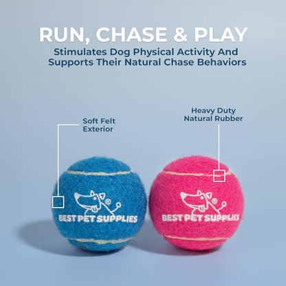 Best Pet Supplies Interactive Squeaky Dog Chew Toy, Ideal Dog Toys for Chewers, Small, Medium & Large Dogs, and Fetch Lovers - Tennis (Assorted Color), Small (Pack of 4) - Image 4