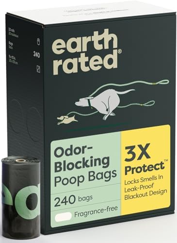 Earth Rated 3X Protect Dog Poop Bag Rolls, Odor Blocking, Unscented, 240 Ct by EarthRated