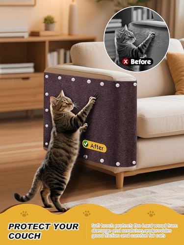 78.7"x15.8" Cat Scratch Furniture Protector with Clear Twist Pins - Brown - Image 2