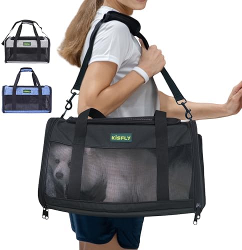 Airline Approved Cat Carrier 17"x11"x9.5", Under Seat Pet Travel Bag by KISFLY