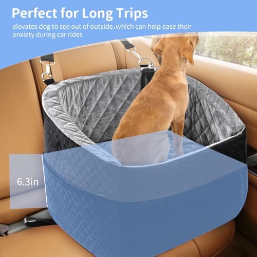 Car Dog Bed - Memory Foam Puppy Car Booster Seat with Safety Leash, Washable, Medium/Small Dogs - Image 4