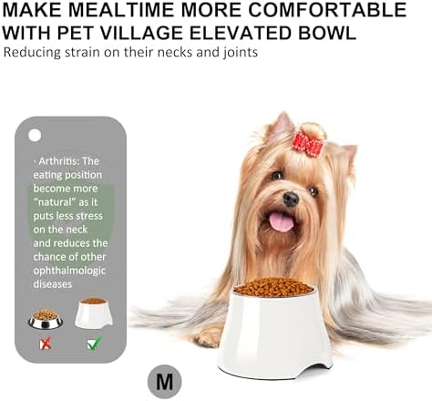 Dog Bowls,Cone Friendly Non Slip Single Dog Bowl with Stainless Steel Inner, Raised Bowls for Small Dogs Spaniel Dogs Long Ear, High Capacity, M/2 Cup White - Image 3
